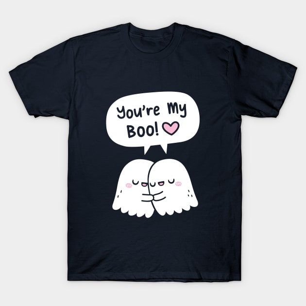 Cute Hugging Ghosts You're My Boo Besties T-Shirt by rustydoodle